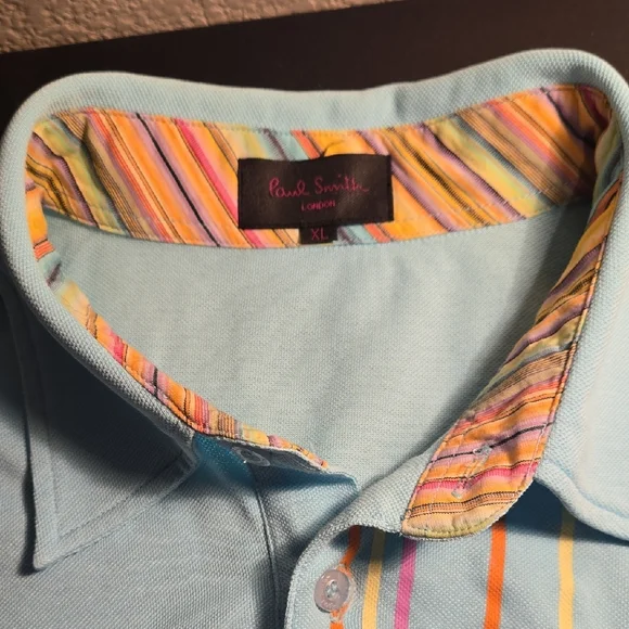 Paul Smith Light Blue Polo with Multicolor Stripes - Picture 7 of 10